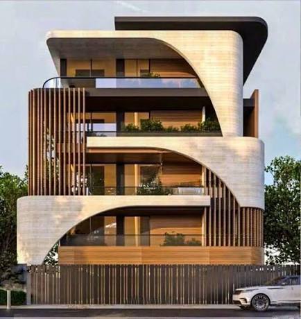 Premium builder floor facade with balconies